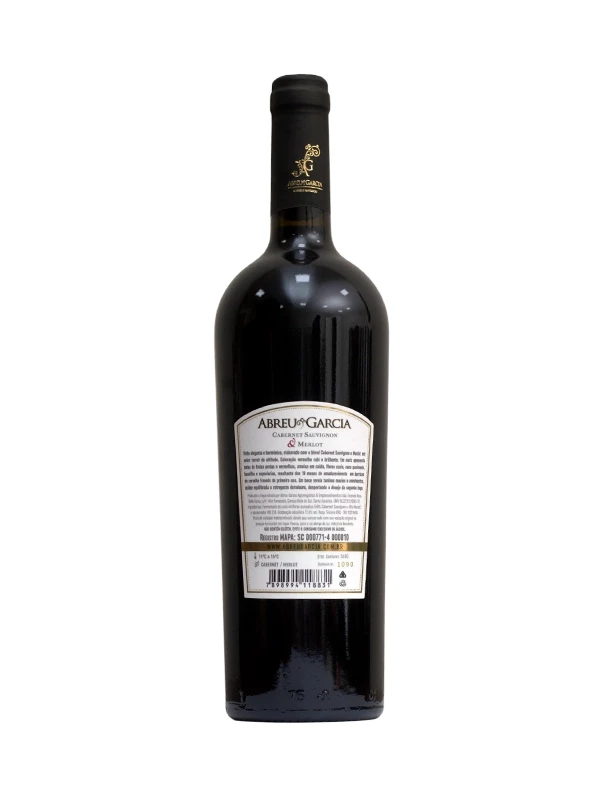 Vinho Abreu Garcia  - Tinto Seco - 60% Cabernet Sauvignon e 40% Merlot - 18 meses em carvalho francês de primeiro uso e 40 meses em garrafa750 ml