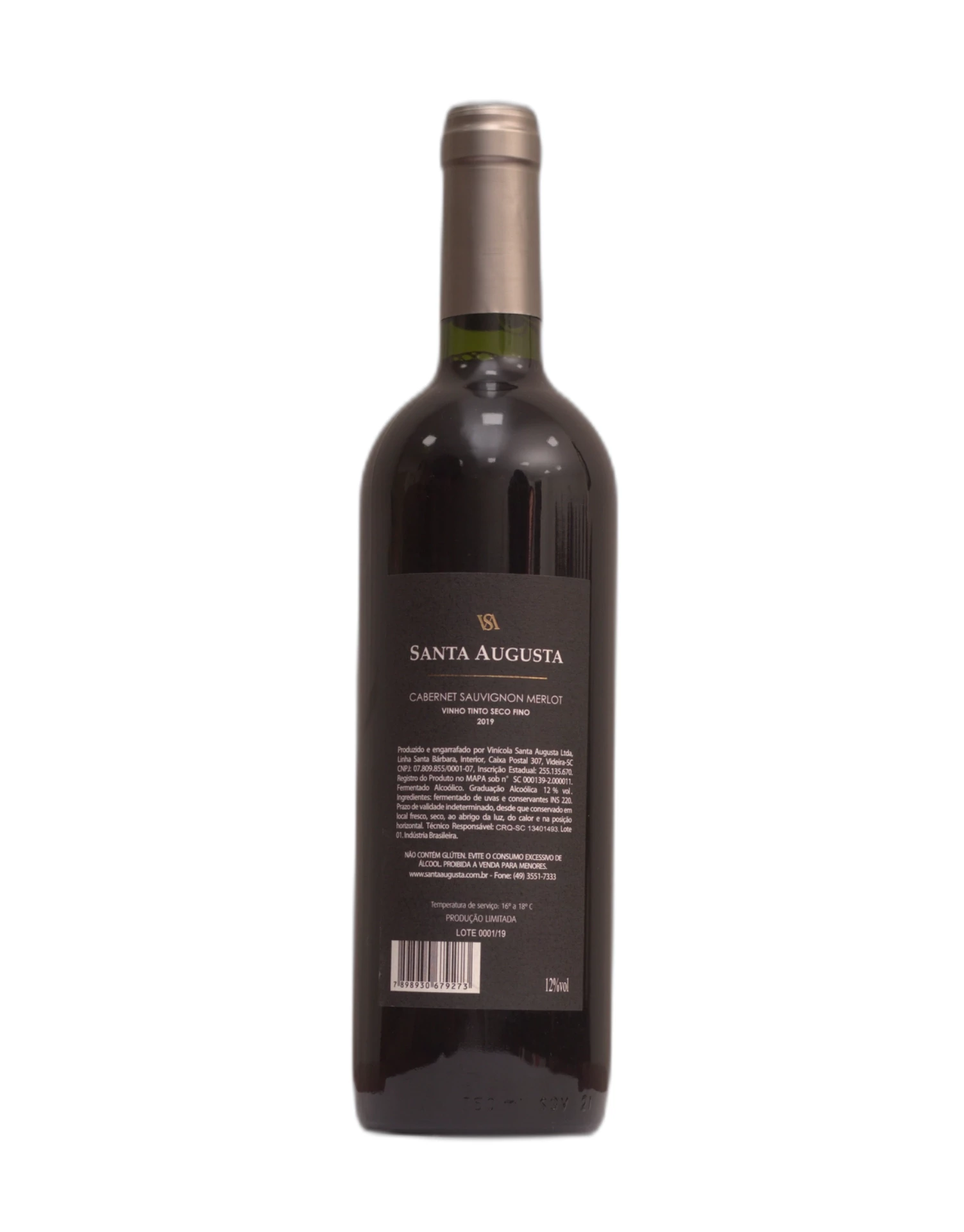 Vinho Santa Augusta - Corte Tapera -  Tinto Seco - 45% Merlot, 35% Cabernet Sauvignon, 15% Malbec e 5% Montepulciano - 750 ml